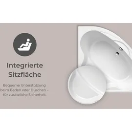 Schulte Coralia Eckbadewanne 140 x 140 cm (inkl. Wannenträger und Ablauf)