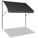 Angerer Klemmmarkise Style mit Handkurbel, Terrasse/Balkon, einfache Montage ohne Bohren, Made in Germany, hochwertiger Stoff, UV-beständig, höhenverstellbar, wasserabweisend, 350 cm Dunkelgrau