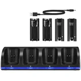 SOONHUA Wii-Ladestation 4 in 1 Wii Controller-Ladestation 4 in 1 mit 4 Wiederaufladbaren Batterien Und LED-Anzeigen für Wii-Fernbedienung - Schwarz