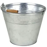 Buri Zinkeimer 10L mit Holzgriff Wassereimer Blecheimer Gartendeko Pflanzkübel Blumen 10