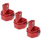 EXTENSILO 3x Akku kompatibel mit Makita 1050D, 1050DA, 1050DRA, 1050DWA, 1050DWB, 1050DWBE Elektrowerkzeug (3300 mAh, NiMH, 12 V)