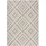 KADIMA DESIGN Waschbarer Kurzflor Teppich Grau-Beige | Geometrisch Rautenmuster | Maschinenwaschbar & Strapazierfähig | 155x230cm