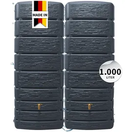 4rain Slim Stone Decor Wandtank Set 2 x 500 l inkl. Verbinder graphitgrau