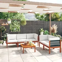 VidaXL 6-tlg. Garten-Lounge-Set mit Kissen Cremeweiß Massivholz Akazie