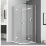 IMPTS Eckdusche Duschkabine Eckeinstieg Drehfalttür eckdusche, BxT: 90x120 cm, Sicherheitsglas, Falttür Faltdusche Falttürkabine, mit hochwertigen Aluminiumprofilen in Chrome, Duschabtrennung Falttür Dusche Glasabtrennung 90 cm x 185 cm x 120 cm