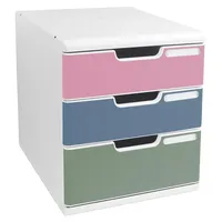 Exacompta Schubladenbox Modulo, 3 Schubladen, AutentiK Farben sortiert