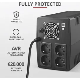 Trust Paxxon Unterbrechungsfreie Stromversorgung (USV), 1,5 kVA 900 W 4 AC-Ausgänge