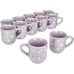 12x Glühweinbecher 0,2L Brillant violett Weihnachtslandschaft Keramik geeicht