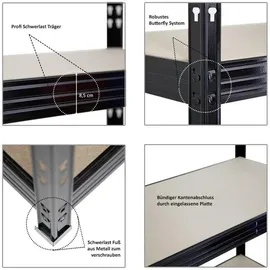 Proregal Schwerlastregal Rhino HxBxT 180x200x60cm Fachlast 500kg 4X Spanplatten-Ebenen 8mm Garagenregal, Lagerregal, Steckregal, Weitspannregal