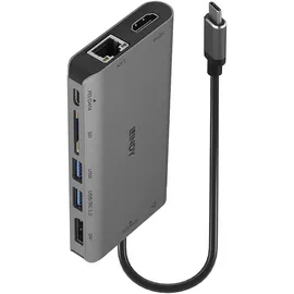 Lindy 43323 laptop-dockingstation - portreplikator Kabelgebunden USB 3.2 Gen 1 (3.1 Gen 1) Type-C Schwarz, Grau