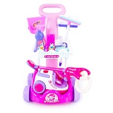 Putzwagen & Staubsauger für Kinder mit Saugfunktion – Reinigungswagen Spielzeug Set ab 3 Jahre – Kinderstaubsauger mit echter Saugleistung & Zubehör – Spielset KP2873 PINK