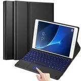 QYiiD Beleuchtete Tastatur Hülle mit Touchpad für Galaxy Tab A 10.1 2016 (SM-T580 / T585), Abnehmbare Kabellose Bluetooth QWERTZ Tastatur mit Schutzhülle/Trackpad für für Galaxy Tab A 10.1", Schwarz