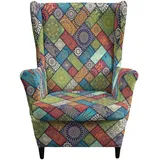 HonorHut Marokkanische Wingback-Sesselbezüge, 2-teiliger dehnbarer Wingback-Sesselbezug, Bedruckte Sesselbezüge, Möbelschutz