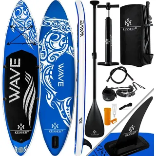 Kesser SUP Board Set Stand Up Paddle Board Premium Surfboard 320 x 76 x 15 cm blau