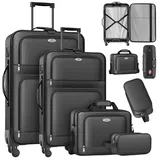 Kesser KESSER® Reisekoffer Set 4-teilig Trolley Kofferset Stoffkoffer mit 3-Ziffern-TSA-Schloss, 360° Rollen & Teleskopgriff Kosmetiktasche Handgepäck leichter Koffer & große Koffer für Business & Reisen