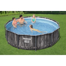 BESTWAY Steel Pro Max Frame Pool Set 366 x 100 cm holzoptik inkl. Filterpumpe
