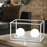 ETC Shop Schreib Tisch Lampe Käfig Beistell Kugel Leuchte Lese Licht silber Wohn Schlaf Zimmer Beleuchtung