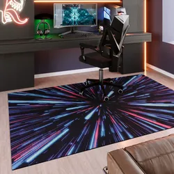 Teppich WECON HOME "Neon Horizon", schwarz, B:160cm H:5mm L:230cm, Polyester, Teppiche, Gamer Teppich, gewebt, futuristisch, robust, Gaming Room, rutschfest