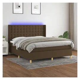 vidaXL Boxspringbett mit Matratze & LED Dunkelbraun 180x200 cm Stoff