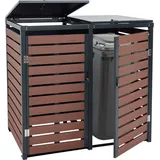 MCW 2er Mülltonnenverkleidung MCW-K14, Mülltonnenbox Mülltonnenabdeckung, 119x134x84cm WPC Metall 78kg ~ Walnuss-Holzoptik