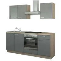 Küchenzeile mit Elektrogeräten  Binz , rot , Maße (cm): B: 200