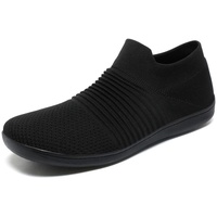 HUSKSWARE Barfußschuhe Breitfußschuhe Weit Zehenschuhe Zero Drop Sohle Damen Herren Minimalistische Laufschuhe Fitness Traillauf Freizeit Atmungsaktiv rutschfest Leicht Sneaker Tiefschwarz 43 - 43 EU