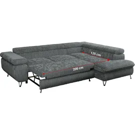 MKS Meble Eckcouch Cord 3-Sitzer Grau
