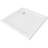 Mexen Flat quadratische Duschwanne Slim 70 x 70 cm, weiß, Siphon Chrom - 40107070
