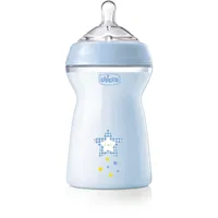 Chicco Natural Feeling Anti-Kolik Babyflasche 6+ Monate 330 ml, Babyfläschchen mit Weichem und Flexiblen Silikon-Sauger, Eignet sich in Kombination zum Stillen, Blau