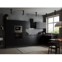Respekta Winkelküche L-Form 370 cm Grau Schwarz