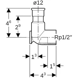 Geberit Mapress Edelstahl Anschlusswinkel 90Gr d12-Rp1/2