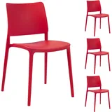 PAPATYA 4er-Set Kunststoffstuhl Joy-S mit Einer Belastbarkeit von 200 kg stapelbar, Terassenstuhl aus Kunststoff UV beständig, Leichter Stuhl Balkonstuhl (Rot)