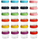 Belle Vous Kleine Gläser mit Deckel Dosen für Babynahrung (24 Stk) – 100 ml Kleine, Klare, Runde, Luftdichte Babybrei Gläschen – BPA & Bleifrei – Spülmaschinenfest, Gefrier- und Mikrowellengeeignet