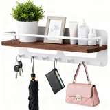 Wandmontierter Schlüsselhalter Mit Ablage, Schlüsselbrett Aus Holz Mit 7 Haken, Dekoratives Design Für Eingangsbereich, Flur, Schlafzimmer, Wohnzimmer Oder Büro