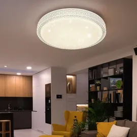 GLOBO Kristallleuchte 1x LED 22,0 W rund Metall klar weiß opal
