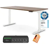 Ergotopia Desktopia Pro X Elektrisch höhenverstellbarer Schreibtisch, Ergonomischer Stehtisch für Büro oder Home Office (Nussbaum, Gestell Weiß, 160 x 80 cm)