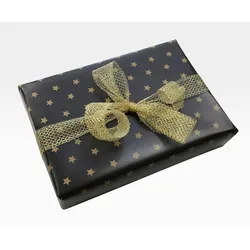 Clairefontaine Geschenkpapierrolle Alliance 60g 50x0,70m, goldene Sterne auf schwarzem Hintergrund - Schwarz 201339C