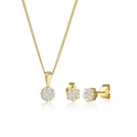 Elli DIAMONDS Schmuckset Blume Klassisch Diamanten (0.36 ct) 585 Gelbgold goldfarben