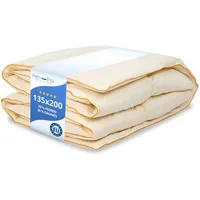 pen pol Daunendecke Ganzjahresdecke 135 x 200 cm 1200g – Leichte Bettdecke mit 70% Federn 30% Daunen – Baumwolle Bezug – Naturfüllung – Handgefertigt in Europa – Allergikerfreundlich - Ecru