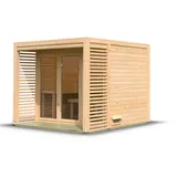 Woodfeeling Karibu Gartensauna Saunahaus Angkor 3 Ohne Ofen inkl. 8-teiligem gratis Zubehörpaket (Gesamtwert 191,92€)