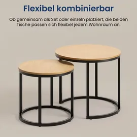 home collective Couchtisch Rund Eiche hell 50 x 43 cm