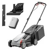Litheli Akku Rasenmäher mit Akku 5,0Ah, 33cm Schnittbreite, Rasenmäher Elektro Brushless, 25–65 mm, 35L Fangkorb, bis 300 m2