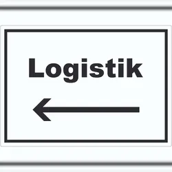 Logistik Aufkleber mit Text und Richtungspfeil links Transport Versand waagerecht A2 (420x594mm)