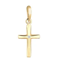 Elli DIAMONDS Kreuz Diamant (0.005 ct) Kommunion 585 Gelbgold Charms & Kettenanhänger Damen
