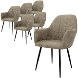 ECD Germany 6er Esszimmerstühle Wohnzimmerstühle Design Esszimmerstuhl Set Olive