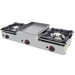 Gaskochfeld 2 brenner und 1 tischgrill - 1200x450x240 mm - 17,4 Kw - 4413P021 Eurast