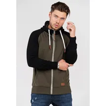 behype Sweatjacke "HENRAY", Herren, Gr. S, grün (khaki), 70% Baumwolle, 30% Polyester, mehrfarbig, normal, ohne Ausschnitt, Sweatjacken Sweatjacke, mit erhöhtem Kragen