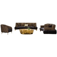 JVmoebel Sofa Sofagarnitur Garnitur Sofas Sofa Sessel Dreisitzer 3+3+1 goldfarben|schwarz