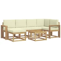 vidaXL Outdoor-Sofagarnitur 7-tlg. Weiß/Creme Massivholz Akazie
