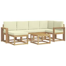 vidaXL Outdoor-Sofagarnitur 7-tlg. Weiß/Creme Massivholz Akazie